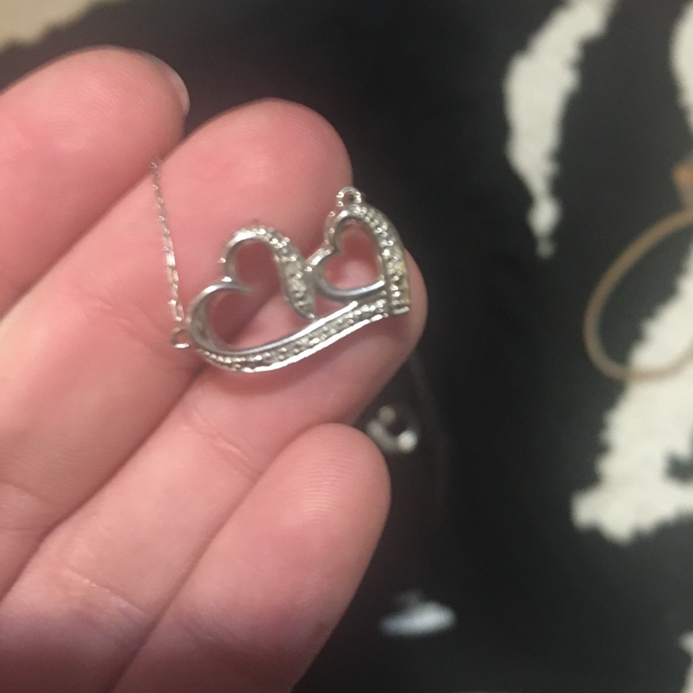Sterling silver two hearts necklace